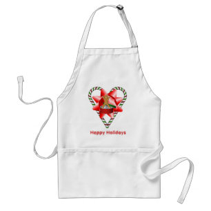 Christmas Candy Cane Heart Bow Holiday Schort