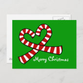 Christmas Candy Cane Heart Briefkaart (Voorkant / Achterkant)