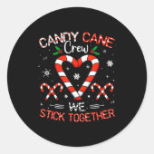 Christmas Candy Cane Heart Crew Family Matching Pa Ronde Sticker (Voorkant)
