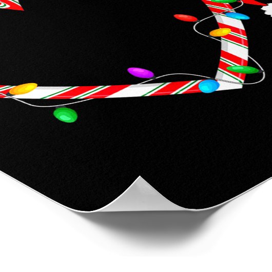 Christmas Candy Cane Heart Funny Love Candy Men Wo Poster (Hoek)