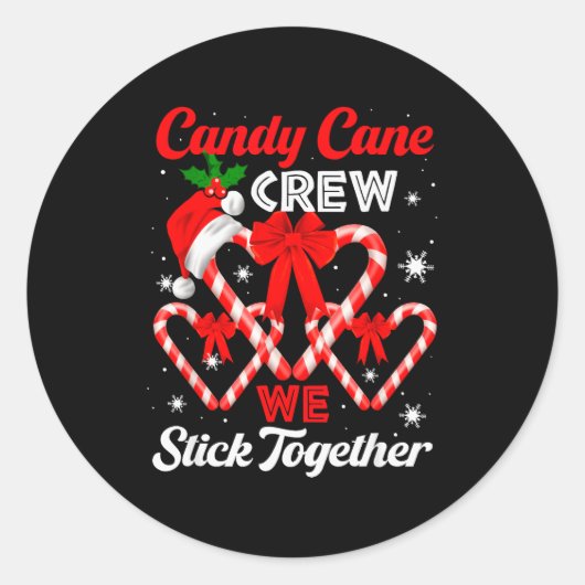 Christmas Candy Cane Heart Holiday Family Matching Ronde Sticker (Voorkant)