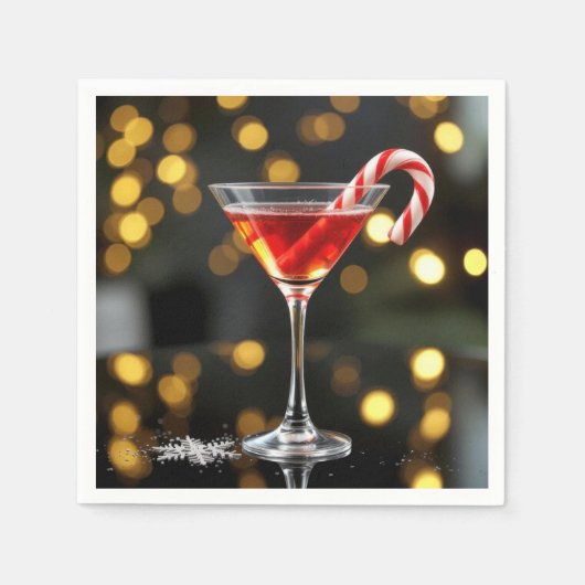 Christmas Candy Cane In a Cocktail Servet (Voorkant)