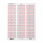 Christmas Candy Cane Red Stripes Pattern Holiday Etiket (Full Sheet)