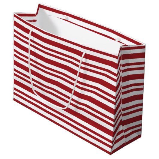 Christmas Candy Cane Stripes Groot Cadeauzakje (Voorkant Gekanteld)