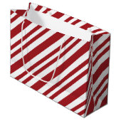 Christmas Candy Cane Stripes Groot Cadeauzakje (Voorkant Gekanteld)