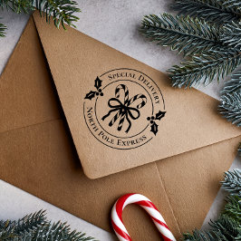 Christmas Candy Cane Wood Art Stamp Rubberstempel