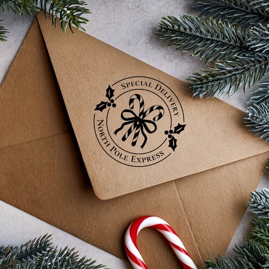 Christmas Candy Cane Wood Art Stamp Rubberstempel