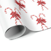 Christmas Candy Canes Tied with Bows Cadeaupapier (Rol Hoek)