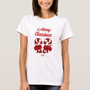 Christmas Candy Canes Vrouwen Wit Basic T-Shirt