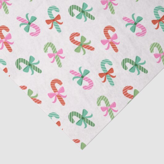 Christmas Candy Canes with Bows - Green & White Tissuepapier (Detail)