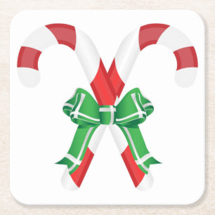 CHRISTMAS CANDYCANES VIERKANTE KARTONNEN ONDERZETTER