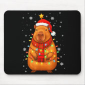 Christmas Capybara With Santa Hat Xmas Lights Tree Muismat (Voorkant)