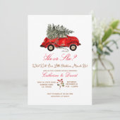 Christmas Car and Tree Gender Reveal Invitation (Debout devant)