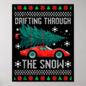 Christmas Car Drifting Through Snow Ugly Xmas Men Poster (Voorkant)