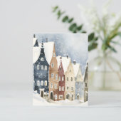 Christmas Card Best Wishes Winter Town Snow Feiert Briefkaart (Staand voorkant)