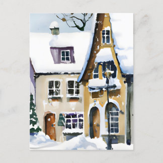 Christmas Card Best Wishes Winter Town Snow Feiert Briefkaart
