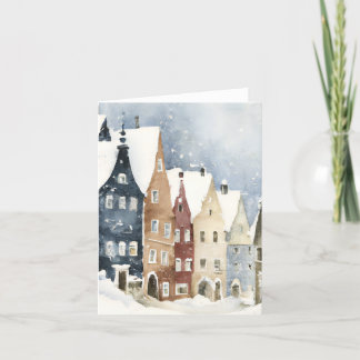 Christmas Card Best Wishes Winter Town Snow Feiert Feestdagen Kaart