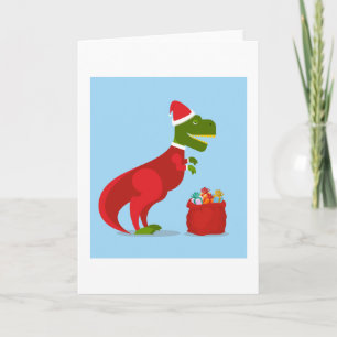 CHRISTMAS CARD DINOSAUR WITH Santa hat FOR KIDS Kaart