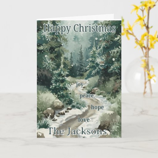 Christmas Card from Our Family – Peace, Joy, Hope, Kaart (Gele Bloem)