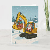 Christmas card ft Santa in digger loading gifts Kaart (Voorkant)