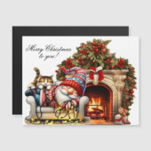 Christmas Card Magnet 4.25"x5" with Sleeping Santa (Devant / Derrière)