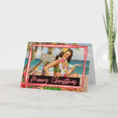Christmas Card - Retro - Tropical - "Let It Snow" Kaart (Voorkant)