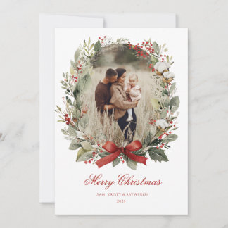 Christmas Card  Watercolor botanical floral  Kaart