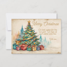Christmas Card With Decorated Tree and Gifts Kaart