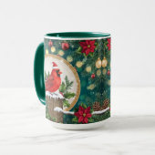 Christmas Cardinal Mug | Red Bird Holiday Coffee (Devant gauche)
