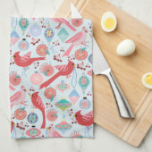 Christmas Cardinals Midcentury Modern Theedoek (Quarter Fold)