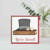 Christmas Carol en Engelse Top Hat en Spectacles Kaart (Staand voorkant)