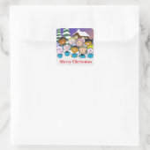Christmas Carolers Square Stickers (Tas)