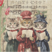 Christmas Caroling Cats Sticker (Voorkant)
