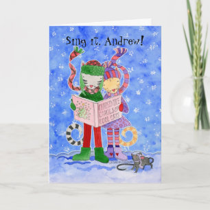 Christmas Caroling Cool Cats namen Feestdagen Kaart