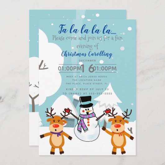 Christmas caroling fundraiser event party kaart (Voorkant / Achterkant)