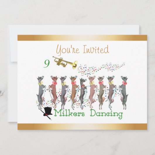 Christmas Caroling Goats Invitation Kaart (Voorkant)