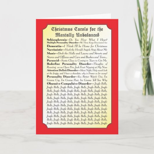 Christmas Carols For Everyone Funny Card Feestdagen Kaart (Voorkant)