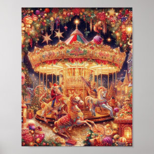 'Christmas Carousel Joy'-Poster Poster