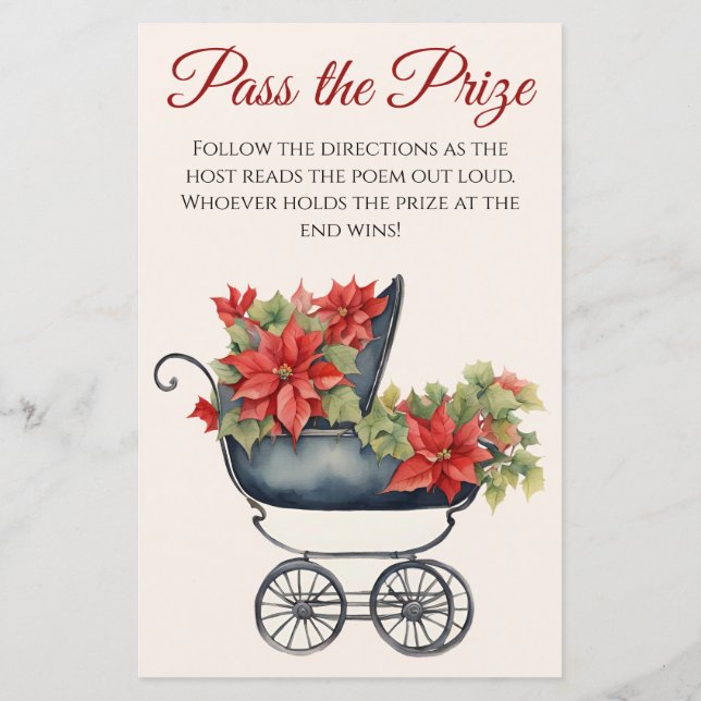 Christmas Carriage Baby shower Pass het prijzenspe (Achterkant)