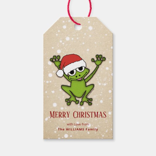 Christmas Cartoon Frog Cadeaulabel (Voorkant)