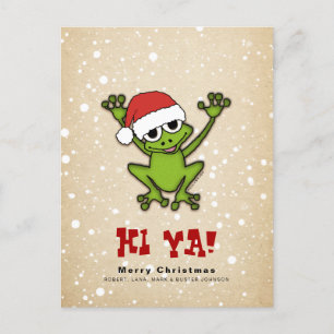 Christmas Cartoon Frog Feestdagenkaart