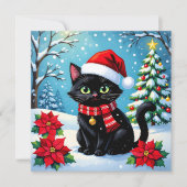 Christmas Cat and Two Photo Template Holiday Feestdagenkaart (Voorkant)