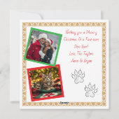 Christmas Cat and Two Photo Template Holiday Feestdagenkaart (Achterkant)