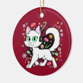 Christmas Cat Ceramic Ornament (Red) (Links)