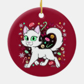 Christmas Cat Ceramic Ornament (Red) (Achterkant)