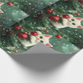 Christmas Cat Climbing Xmas Tree Cadeaupapier (Hoek)