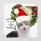 CHRISTMAS CAT, Grooved Feestdagenkaart (Voorkant / Achterkant)