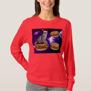 CHRISTMAS CAT IN RUIMTE MET CHEESEBURGERS T-Shirts