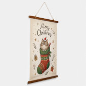 Christmas Cat in Stocking Hangend Wandkleed (Gebogen)