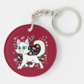 Christmas Cat Keychain (Red) (Achterkant)